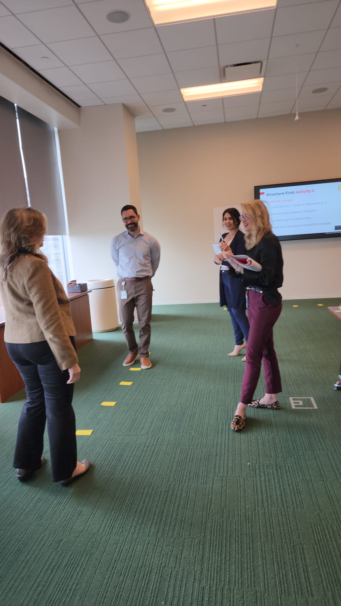 Leaders engaging in a structured communication activity